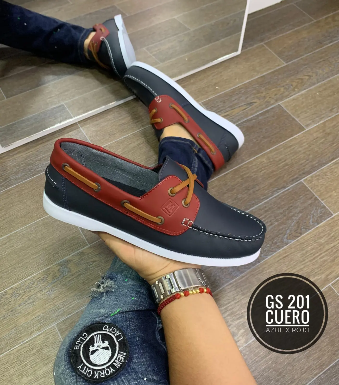 Sperry Azul con Rojo Cuero