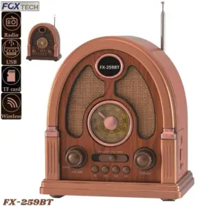 Radio Parlante Retro Vintage FX-259BT - Bluetooth, AM/FM, USB y Recargable