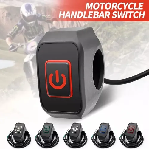 Set x3 Interruptor con LED para manubrio de motocicleta - Controlas luces auxiliares con facilidad