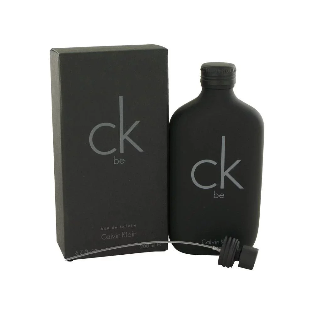 Perfume Calvin Klein CK Be Eau de Toilette de 200 ml en frasco negro mate con su caja y atomizador aparte.