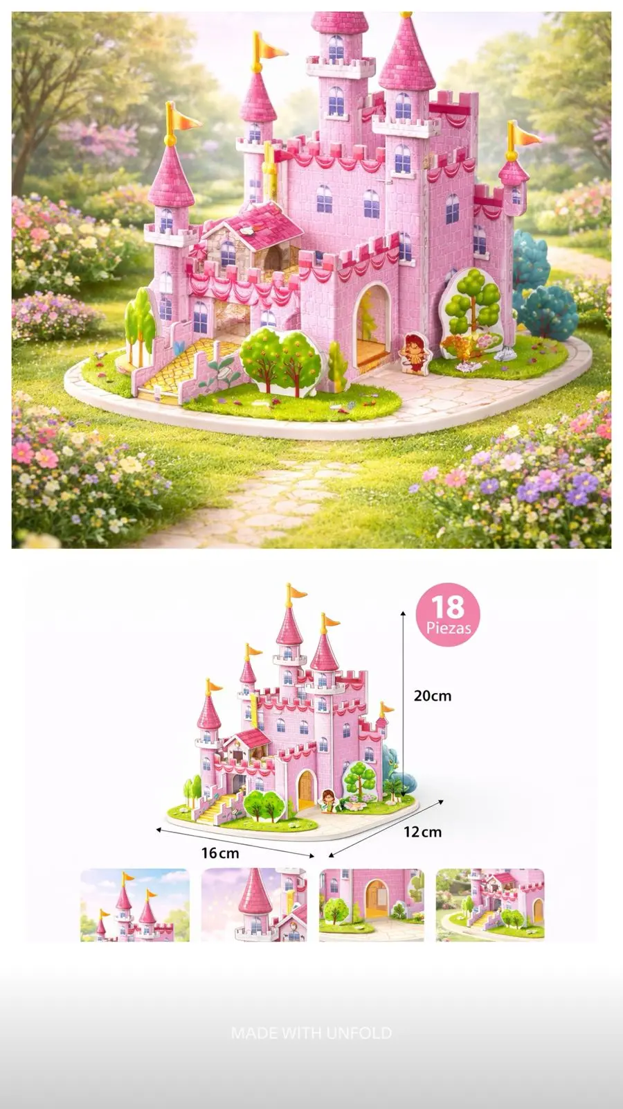 Rompecabezas 3D Pack 3 Modelos Castillo Granja y Casa - Estimula la creatividad infantil sin pantallas