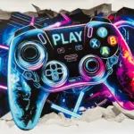 Calcomania Decorativa 3D de Pared con Diseno Gamer - Efecto Pared Rota