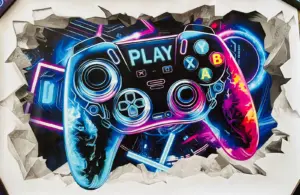 Calcomania Decorativa 3D de Pared con Diseno Gamer - Efecto Pared Rota