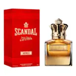 Perfume Jean Paul Gaultier Scandal Absolu Hombre 100 ml con su caja roja brillante y botella con tapa dorada en forma de corona.