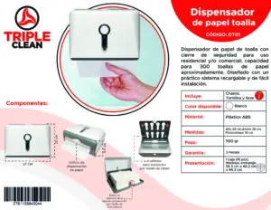 Dispensador de Papel Toalla en Plástico ABS - optimiza la higiene y organiza tus espacios de forma eficiente