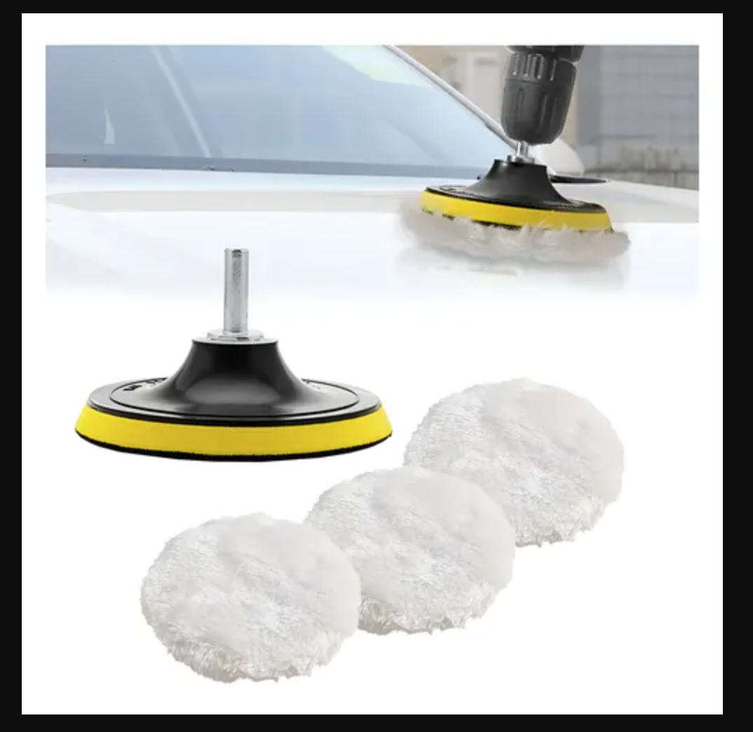 Base con velcro y adaptador metálico para instalar almohadillas de pulido en taladro