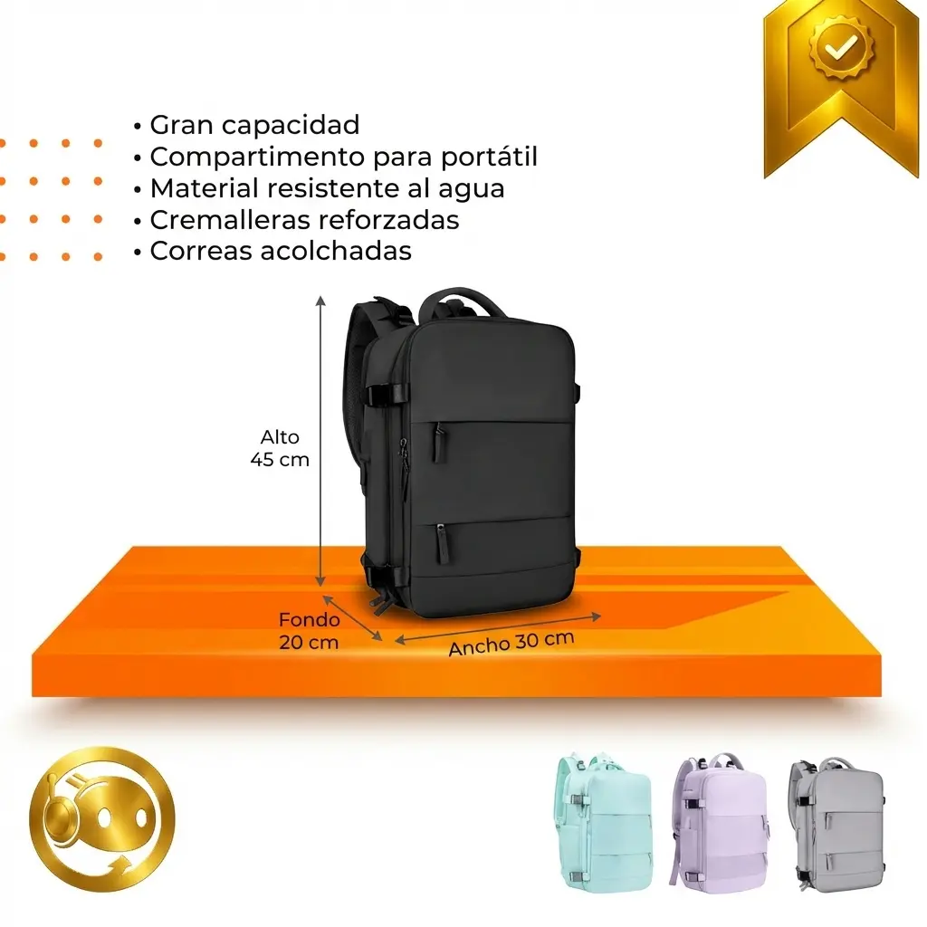 Mochila de viaje impermeable con compartimento para laptop