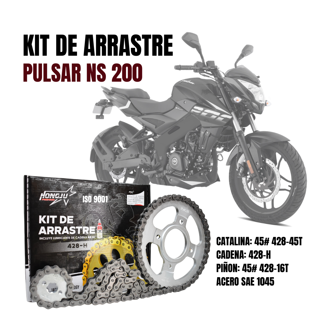 Kit de arrastre para Pulsar NS200 con cadena reforzada 428H