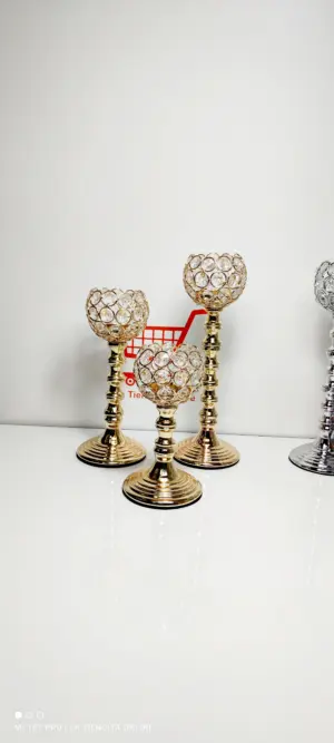Set x3 Candelabros de Pedestal Cristal y Metal - Elegancia y Luz para tu Mesa