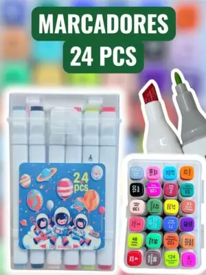 Set x2 Kit de marcadores artísticos de doble punta con estuche - Logras trazos precisos y degradados uniformes en tus dibujos