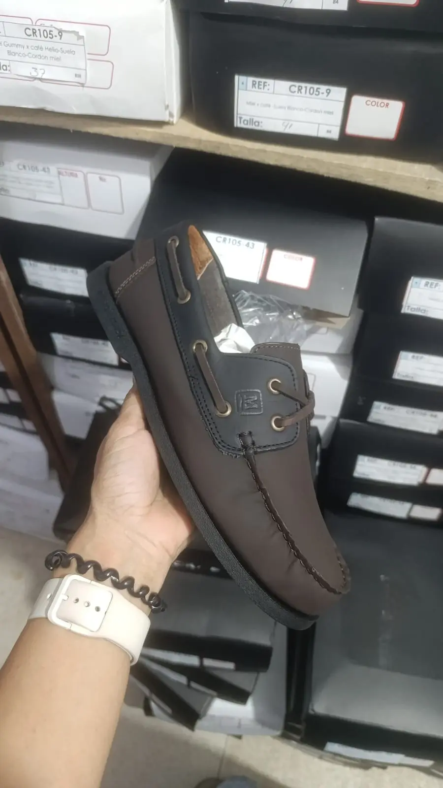 Sperry Cafe con Negro Suela Negra