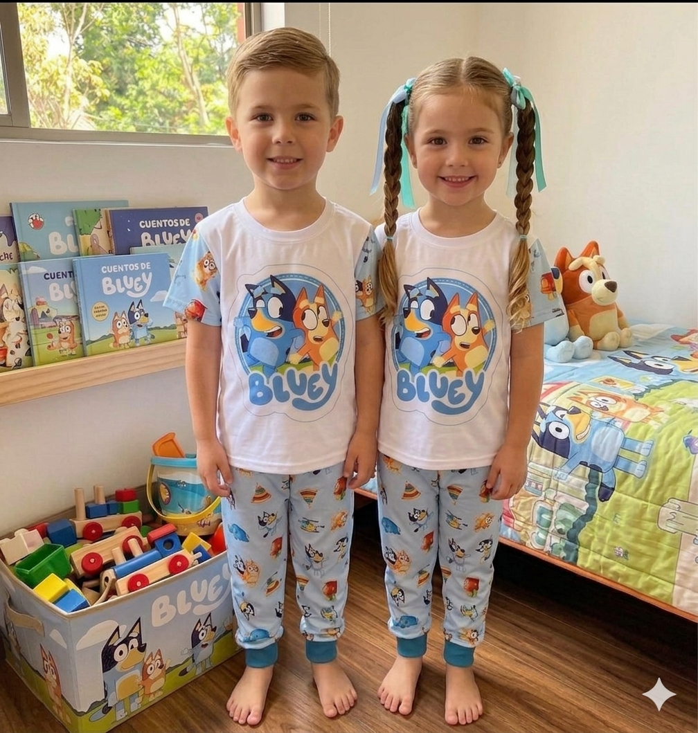 Pijama para niño de Bluey y Bingo en tela suave - Garantiza noches de descanso fresco y cómodo