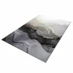 Tapete Estela de Oro con diseño abstracto en tonos grises, negros y vetas doradas, ideal para sala.