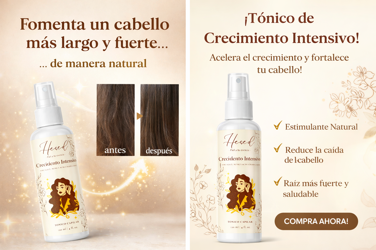 Detalle de la etiqueta del tónico de crecimiento intensivo capilar