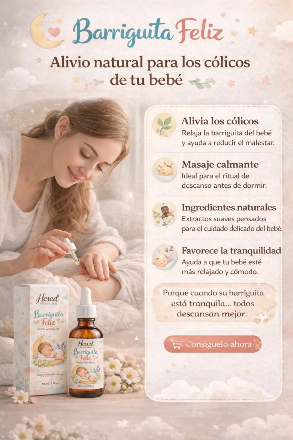 Envase del aceite anticólicos para bebé