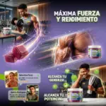 Dos gomitas de creatina sabor uva junto a un envase Zupi Prime, destacando rendimiento físico y fuerza.