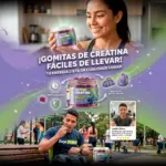 Set x2 gomitas de creatina Zupi Prime sabor uva en frasco plástico, fórmula para rendimiento físico y recuperación diaria.
