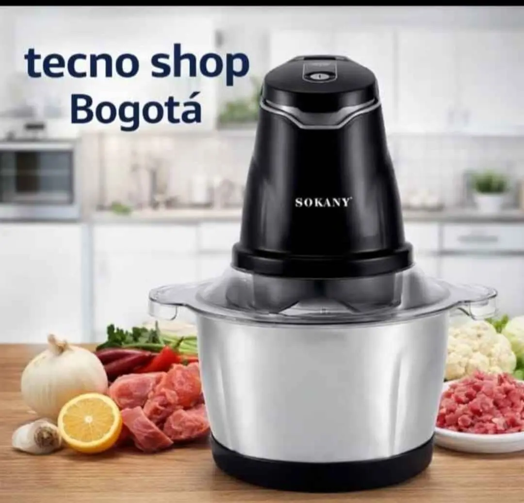 Picatodo eléctrico multifuncional con cuchillas de acero inoxidable - Ahorra tiempo preparando verduras y carnes en segundos - Imagen 2