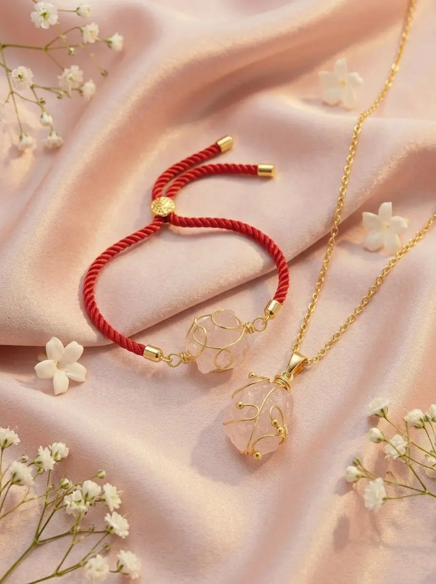 Kit de joyería artesanal de cuarzo rosa para mamá - Demuestra tu amor incondicional con este regalo especial