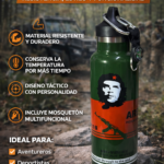 Termo táctico metálico con mosquetón y boquilla deportiva - mantiene tus bebidas frías o calientes durante horas - Imagen 3