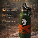 Termo táctico metálico con mosquetón y boquilla deportiva - mantiene tus bebidas frías o calientes durante horas - Imagen 2