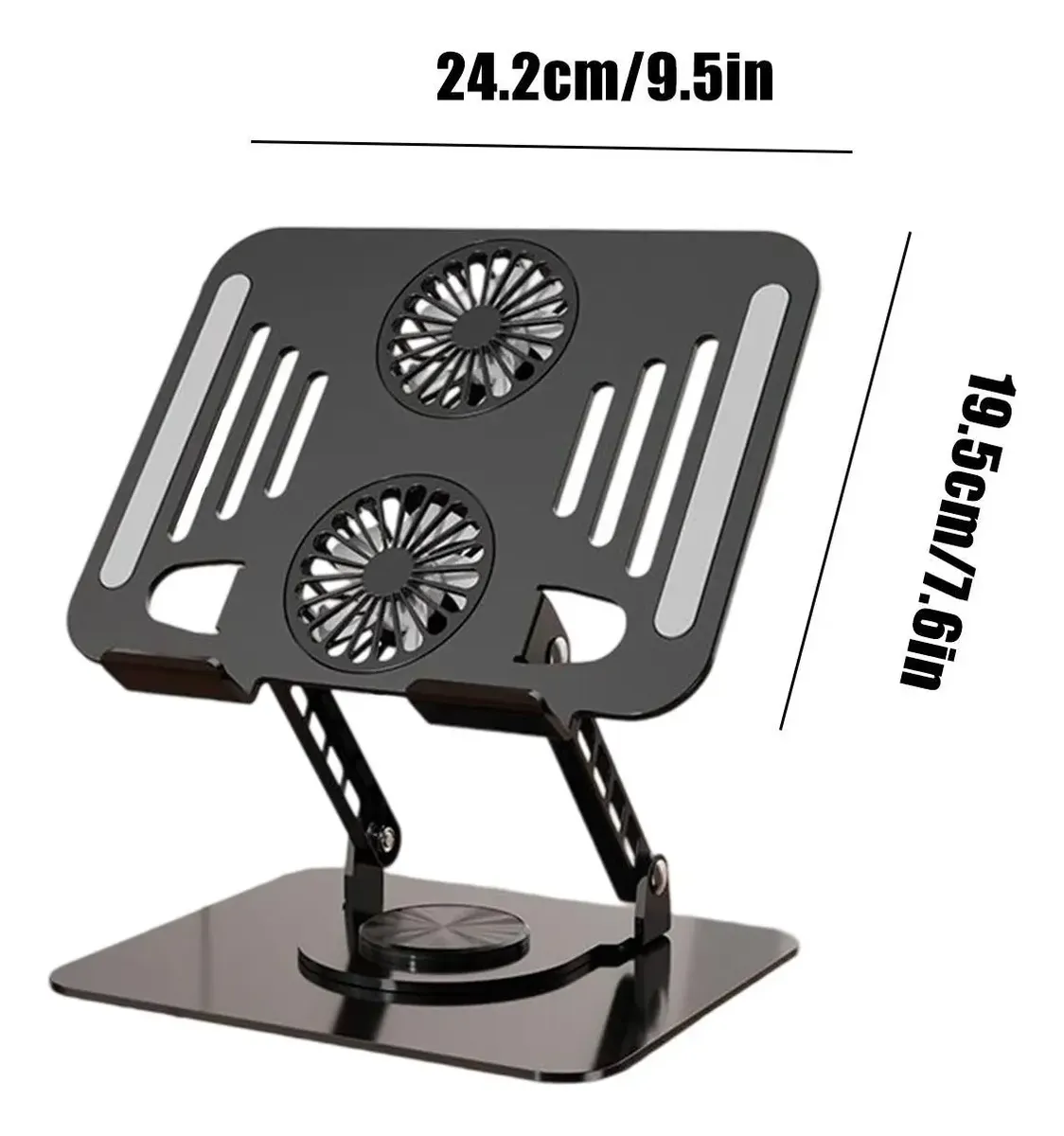 Soporte Plegable para Notebook de Acero al Carbono con Ventilador - Reduce el calor del equipo y mejora tu postura al trabajar