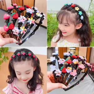 Set x3 Diadema Princesa ajustable con figuras de frutas y animales - Decora el cabello infantil cómodamente para la escuela y fiestas