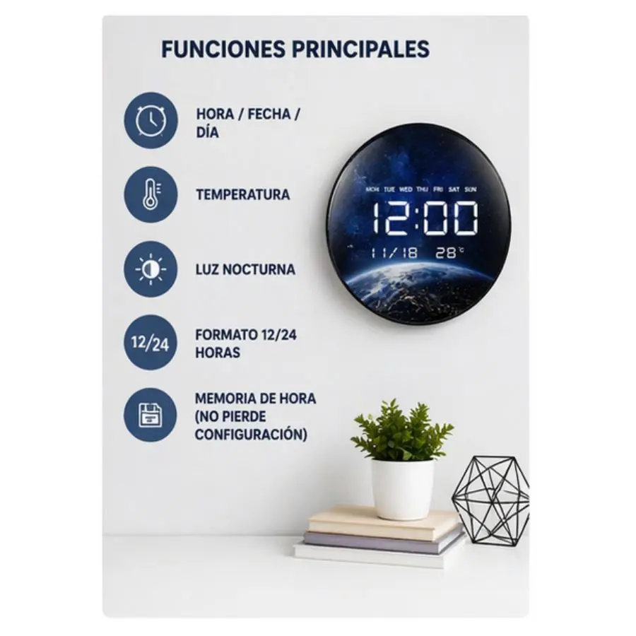 Reloj Digital Led 3D Decorativo Pared - Imagen 3