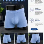 Bóxer premium azul claro transpirable de microfibra perforada, ergonómico y con pretina resistente para uso diario, tallas S a 2XL.