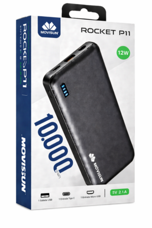Powerbank Movisun Rocket P11 10000 mAh cargador portátil compacto - Garantiza energía continua para tus dispositivos móviles durante todo el día