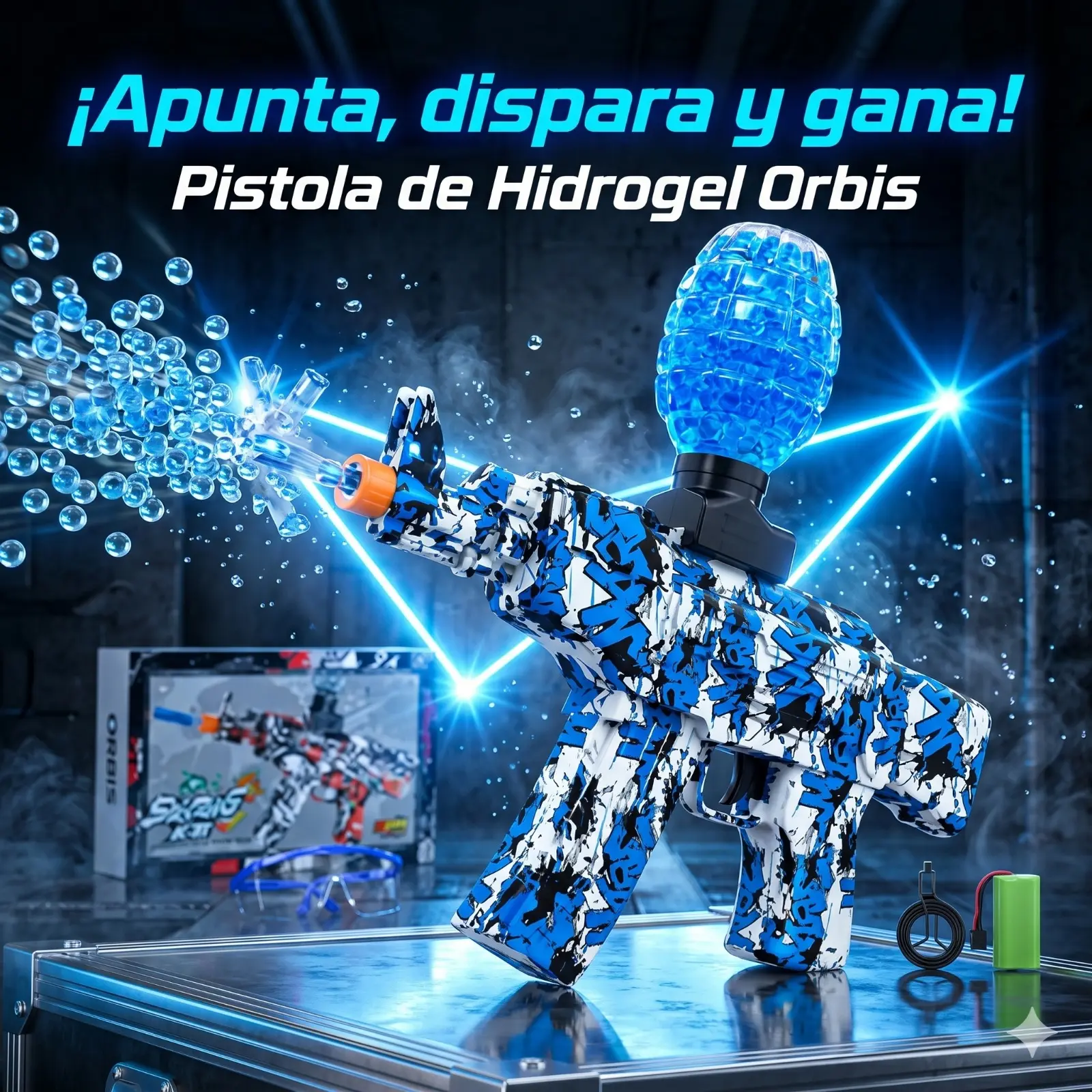 Pistola de hidrogel eléctrica Splatter Ball Blaster para niños - Disfruta juegos activos al aire libre con munición ecológica biodegradable - Imagen 2