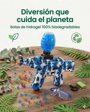 Pistola de hidrogel eléctrica Splatter Ball Blaster para niños - Disfruta juegos activos al aire libre con munición ecológica biodegradable