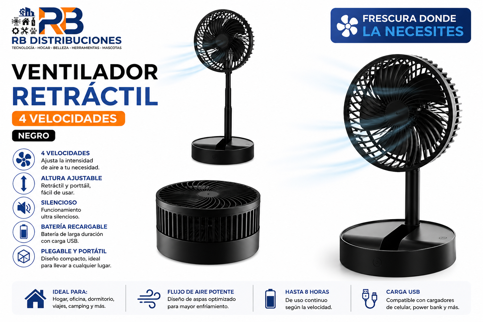 Ventilador Retractil Recargable