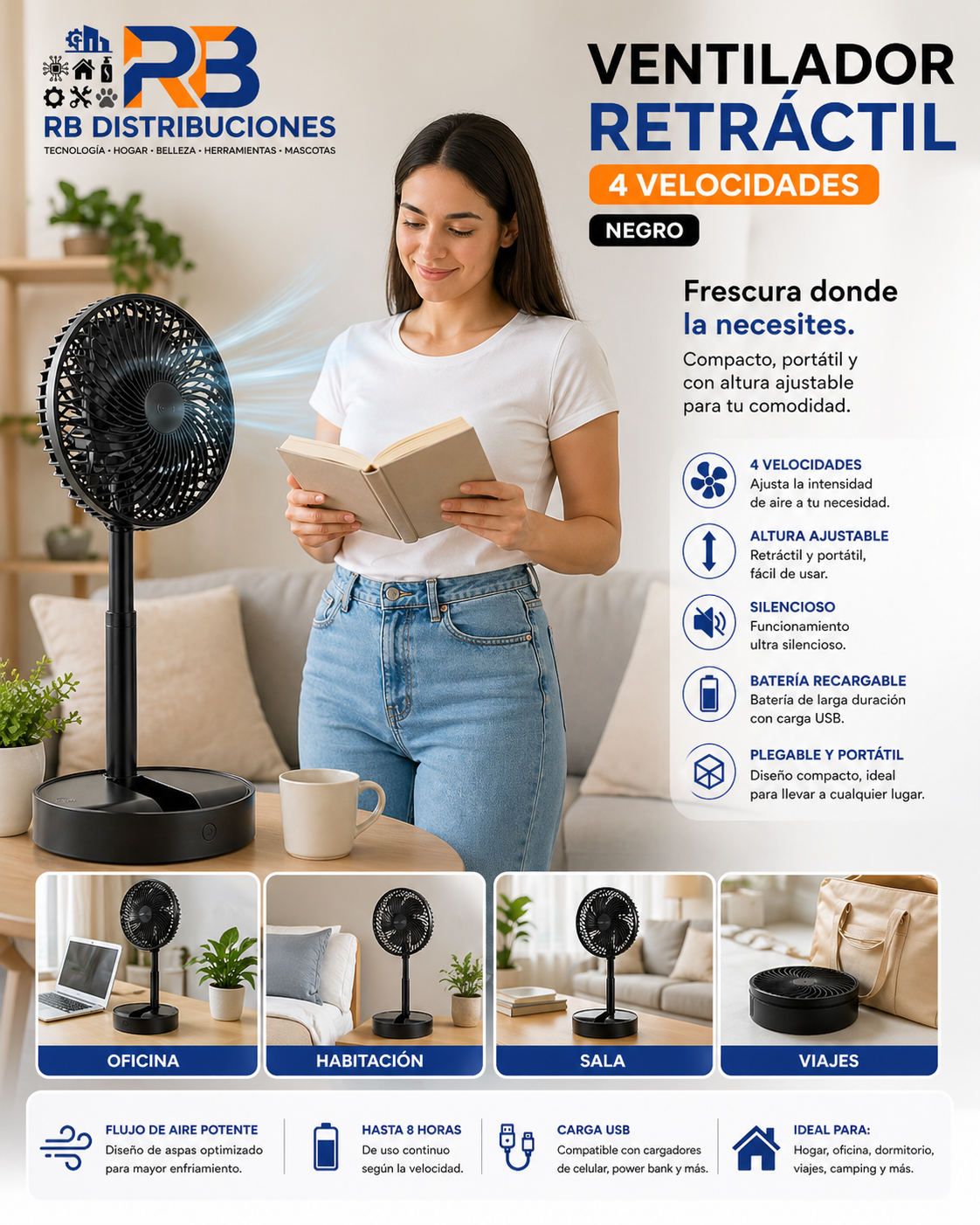 Ventilador Retractil Recargable