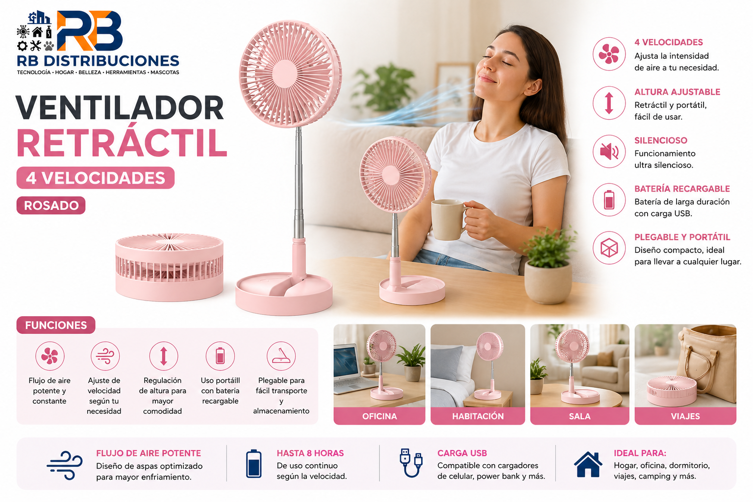 Ventilador Retractil Recargable
