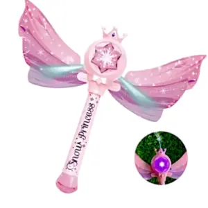 Varita mágica de burbujas didáctica con luces y música para niñas - Ilumina las fiestas infantiles y estimula el juego al aire libre