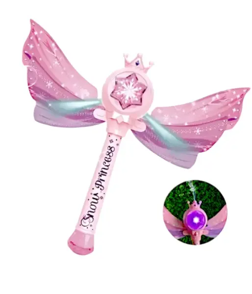 Varita mágica de burbujas didáctica con luces y música para niñas - Ilumina las fiestas infantiles y estimula el juego al aire libre