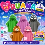 Ruana infantil polar con capucha de animales en verde, rosado, gris, marrón y fucsia para niños de 1 a 8 años