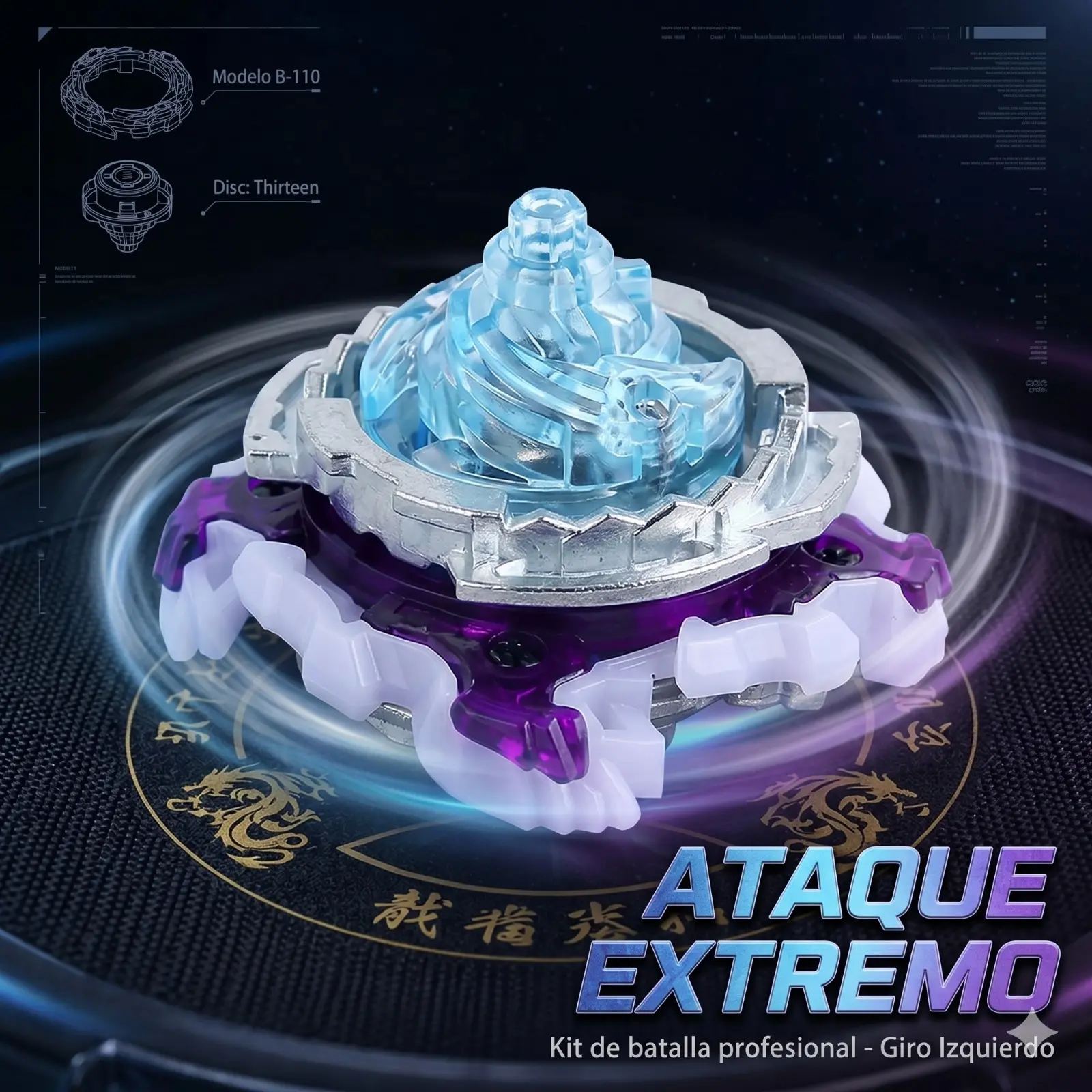 Trompo Beyblade de combate con giro izquierdo para niños - Domina la arena con ataques potentes y velocidad superior
