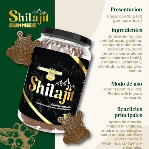 Set x2 Gomas masticables de Shilajit con borojó y chontaduro Jsecom - Revitaliza tu energía diaria de forma natural