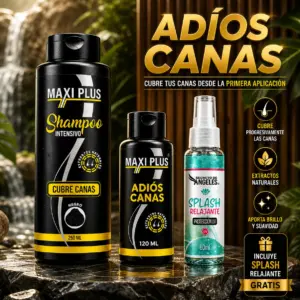 Set x2 shampoo cubrecanas Maxiplus con obsequio