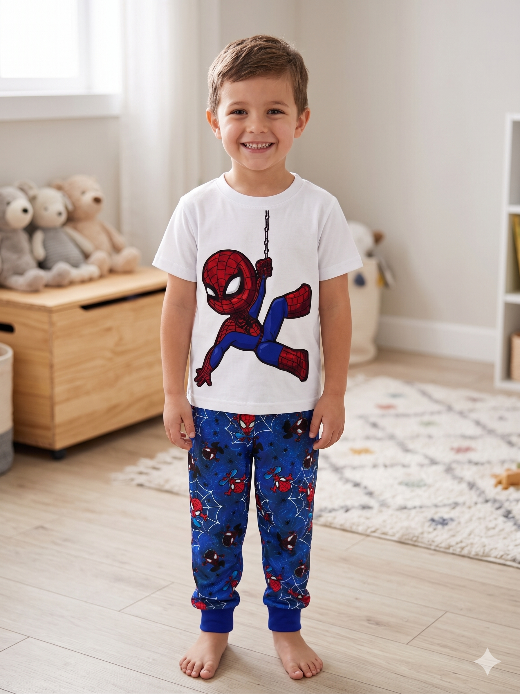 Pijama para niño diseño Araña en tela piel de durazno - garantizan un descanso fresco y sin restricciones - Imagen 3