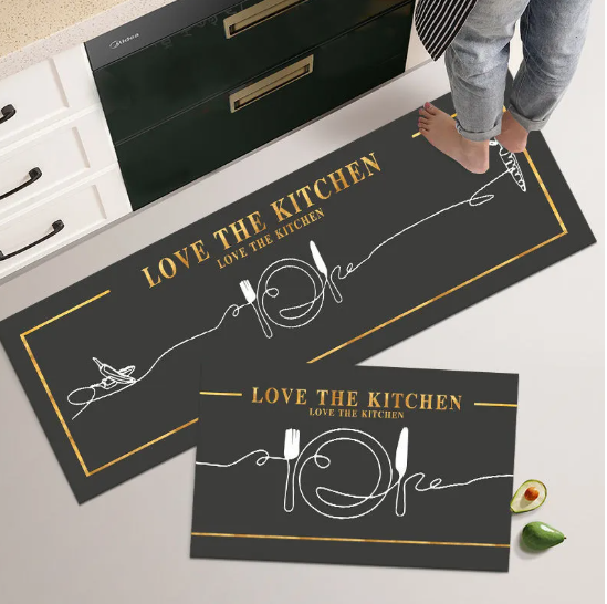 Alfombra para cocina antideslizante Love 05 - Protege tus pisos de salpicaduras mientras reduce la fatiga al cocinar