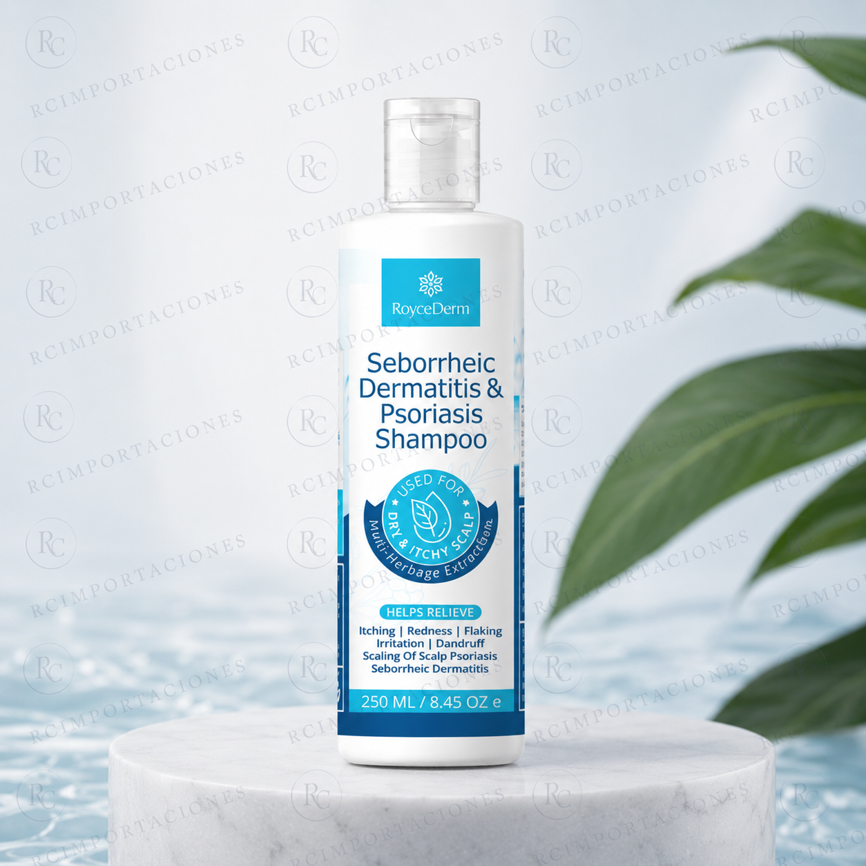 Envase del shampoo Roycederm