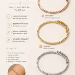 Pulso para mujer en acero inoxidable brillante disponible en variantes oro rosa, dorado y plateado con diseño ajustable.