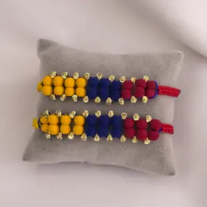 Pulsera tricolor de oro laminado diseño italiano - Muestra tu apoyo nacional con elegancia y distinción diaria