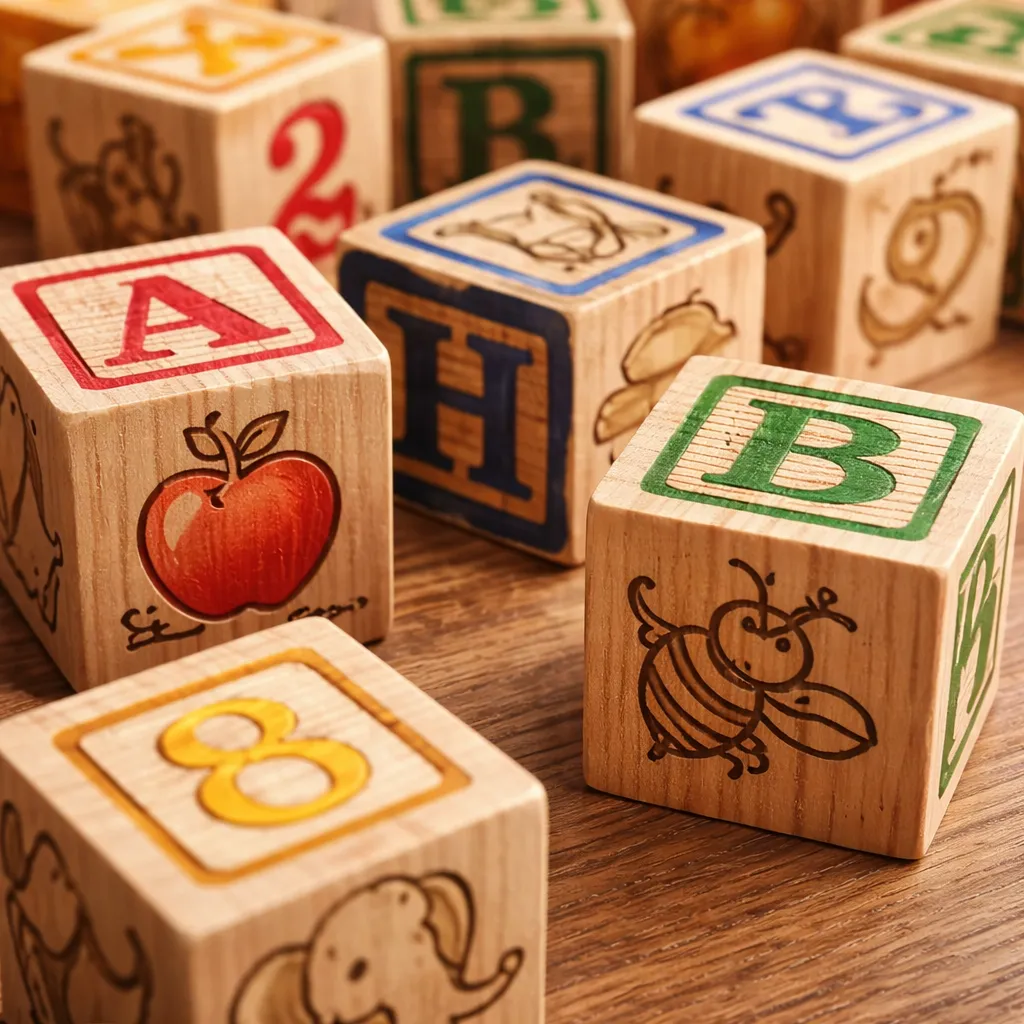 Cubos Didácticos Letras Números Madera 2