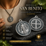 Medalla San Benito Premium de protección unisex en plata envejecida - Consigue bendición y fortaleza espiritual en cada momento diario