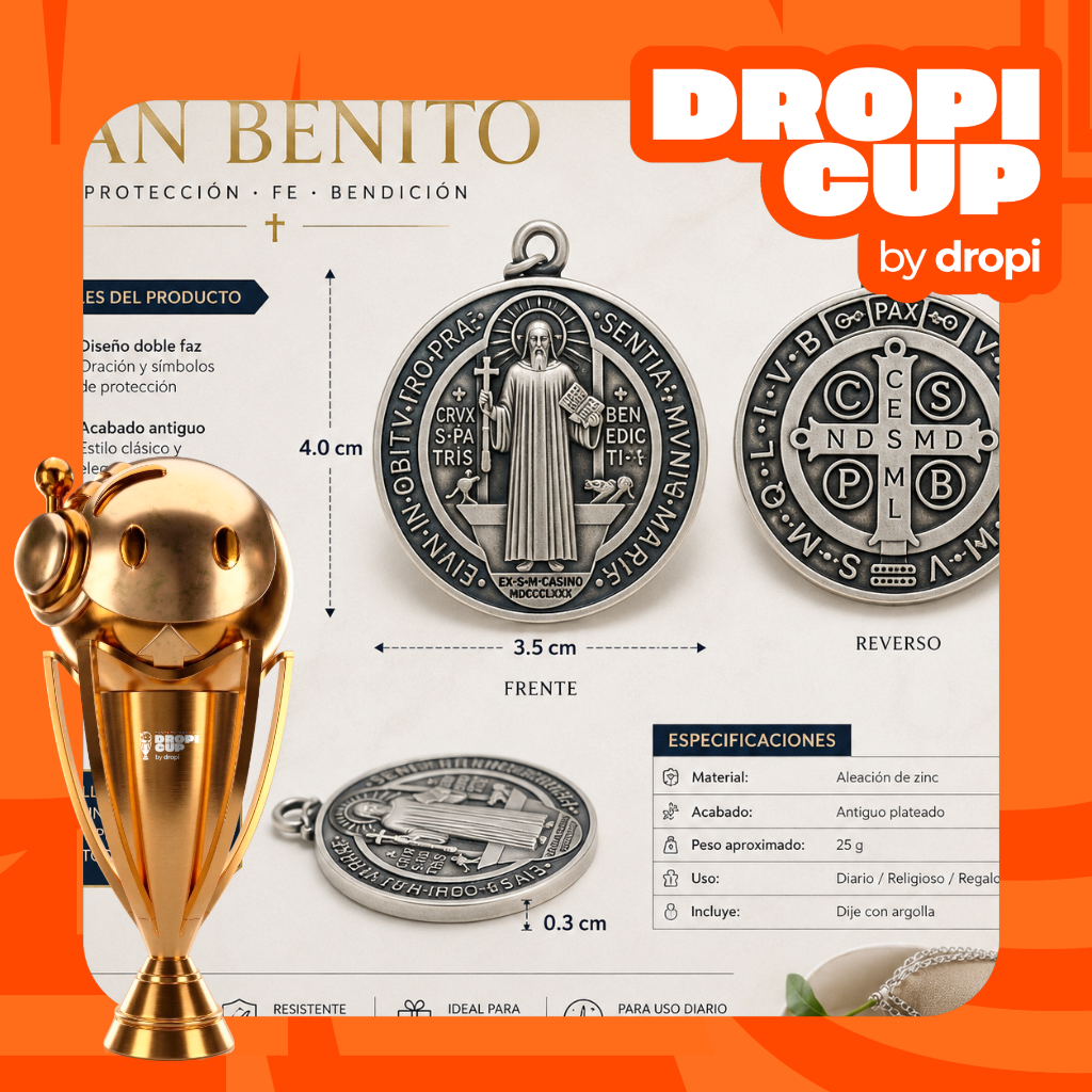 Medalla San Benito Premium de protección unisex en plata envejecida - Consigue bendición y fortaleza espiritual en cada momento diario