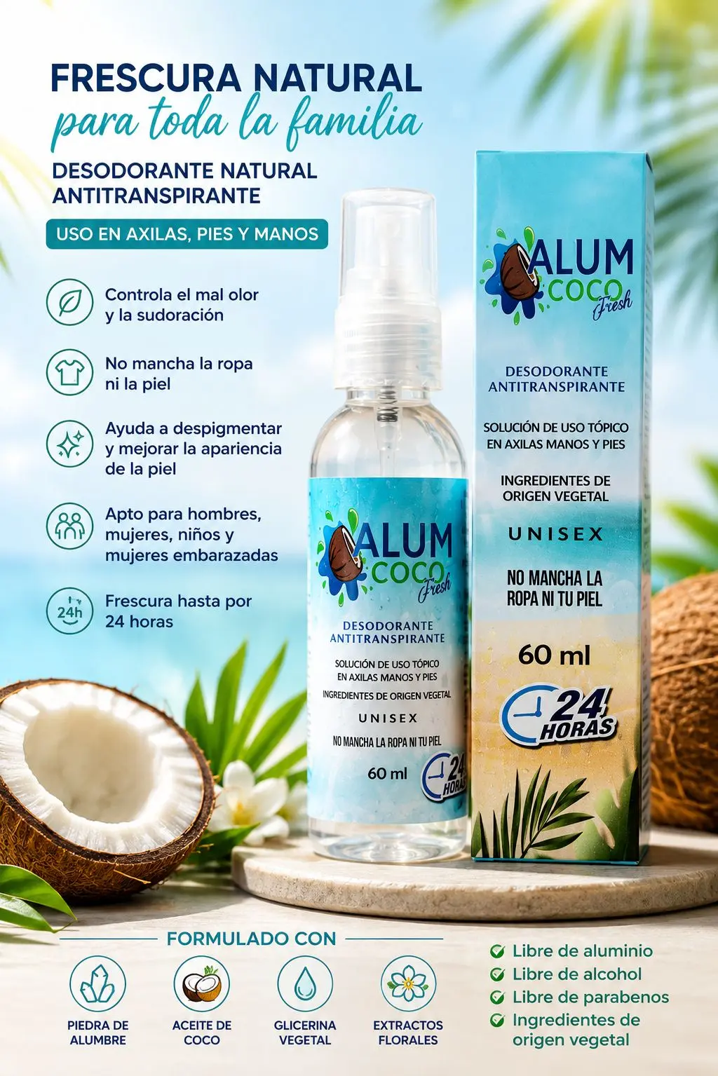 Desodorante 100% Natural Alum Coco Fresh - Imagen 4